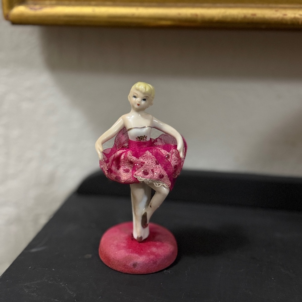 Porcelain Ballerina Figurine with Pink Dress